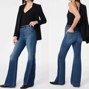 Spanx Two-Tone High-Waisted Flare Jeans